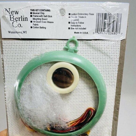 Musical Cross Stitch Kit Complete New Berlin 3480 Sweet Home Frame Round Fabric - Picture 7 of 9